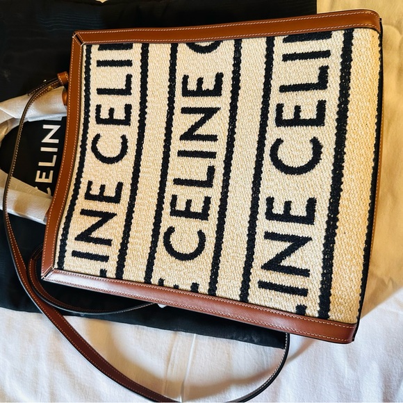 Celine Black and Cream Logo Tote - Picture 2 of 3